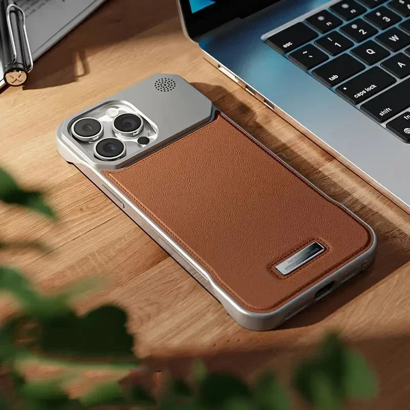 Capa Aromática de Couro Premium com MagSafe para iPhone — Design Sem Bordas e Proteção Magnética