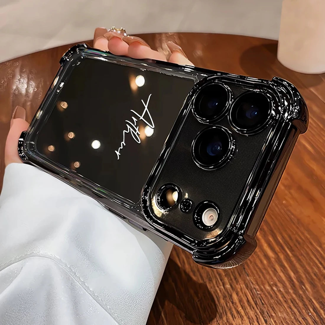 Capa Iphone Transparente Personalizada com Nome — Bordas Metalizadas e Proteção Antichoque