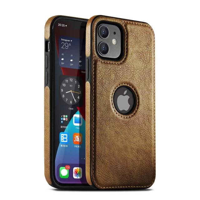 capa de couro marrom para iphone