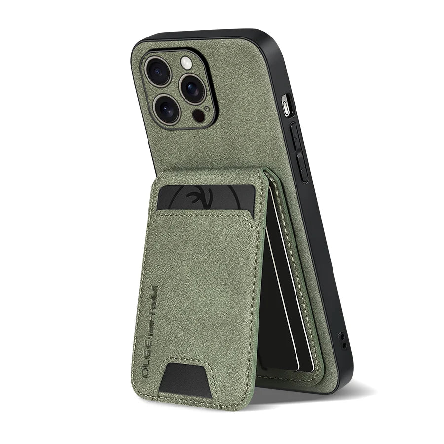 Capa Carteira de Couro Premium 2 em 1 com Porta-Cartões para iPhone — Design Ultrafino e Proteção Elegante