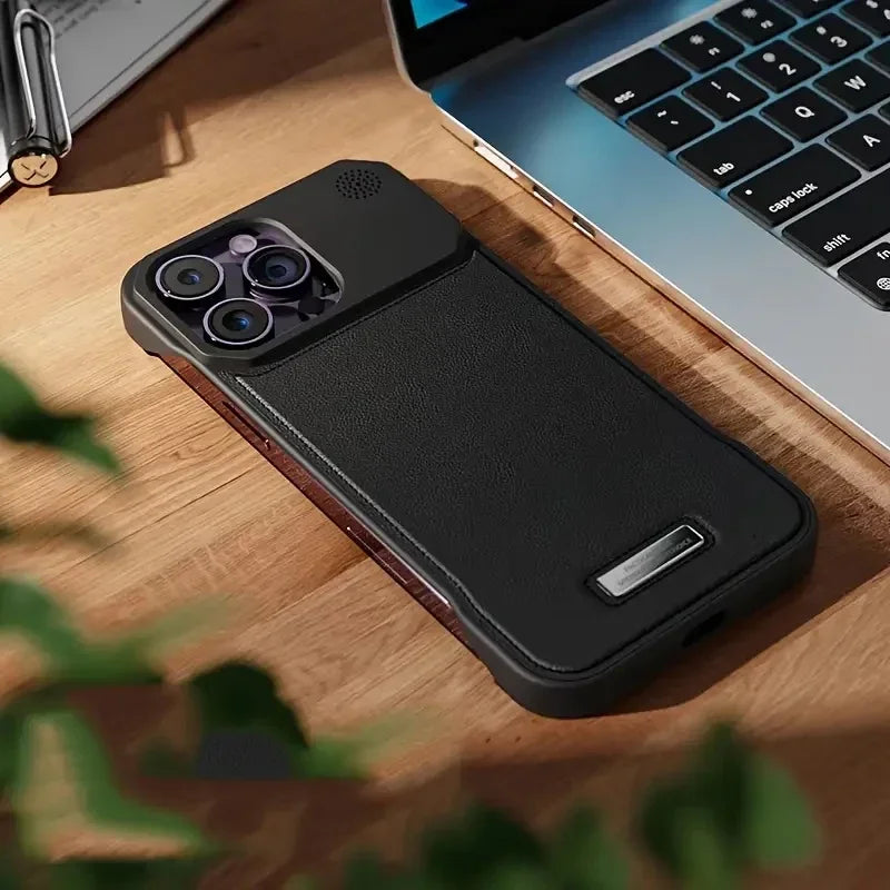 Capa Aromática de Couro Premium com MagSafe para iPhone — Design Sem Bordas e Proteção Magnética