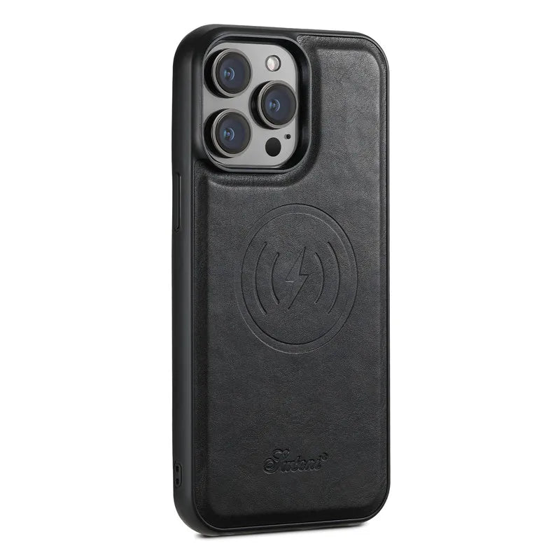 Carteira Magnética Destacável 2 em 1 com Capa de Couro para iPhone – Resistente a Impactos