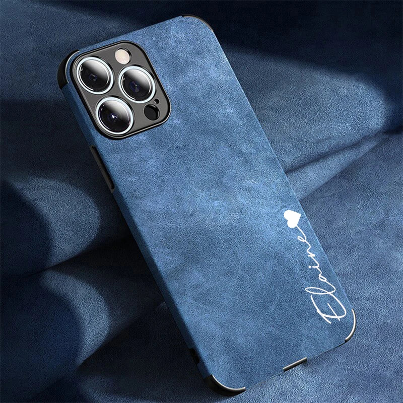 Capa Nome Personalizado de Couro Genuíno para Iphone - Resistente a Impactos