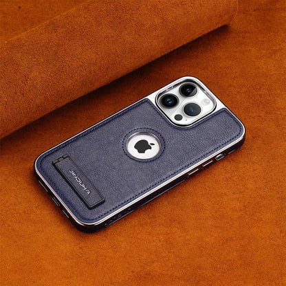Capa de Couro Ultrafina com Suporte Invisível para iPhone — Base Dobrável e Proteção Elegante