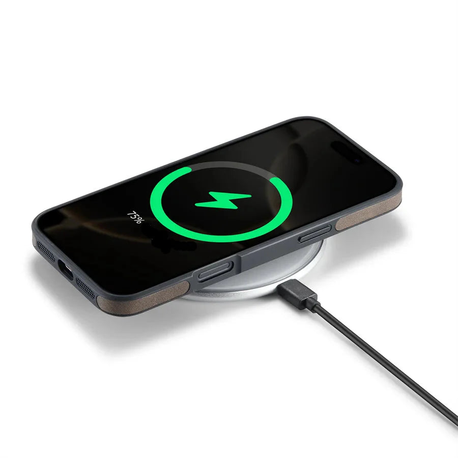 Capa Magnética de Couro para iPhone com Carregamento Sem Fio – Elegância