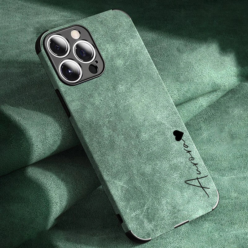 Capa Nome Personalizado de Couro Genuíno para Iphone - Resistente a Impactos