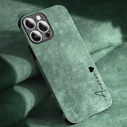 Capa Nome Personalizado de Couro Genuíno para Iphone - Resistente a Impactos