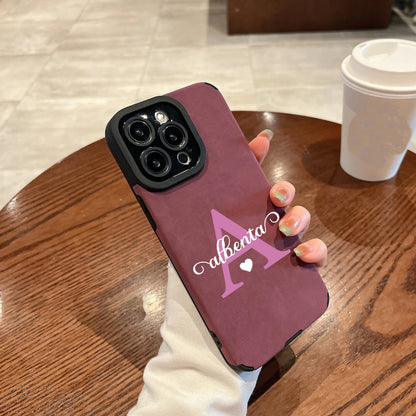 Capa Personalizada com Nome e Letra Inicial Colorida de Couro  para iPhone