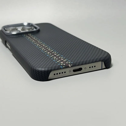 Capa Ultra Fina em Fibra de Carbono para iPhone — Proteção Antichoque com Lente de Câmera em Liga Metálica