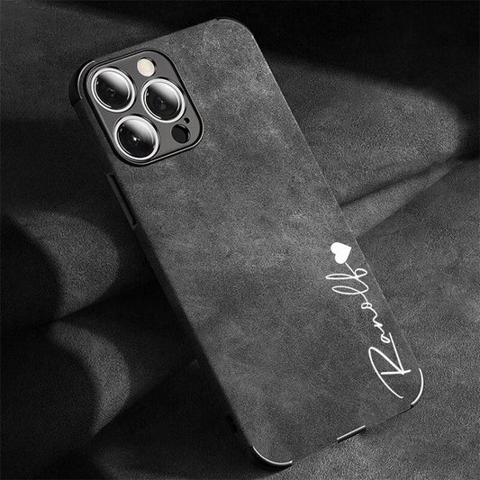 Capa Nome Personalizado de Couro Genuíno para Iphone - Resistente a Impactos