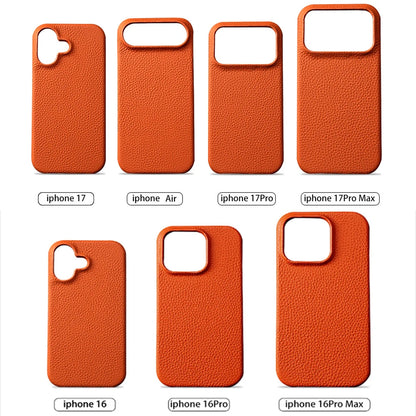 Capa de Couro Natural Textura Lichia com MagSafe para iPhone — Proteção Magnética Premium