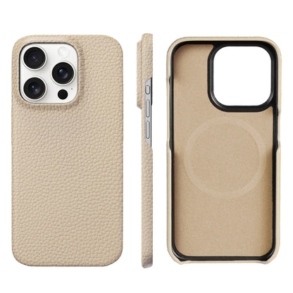 Capa de Couro Natural Textura Lichia com MagSafe para iPhone — Proteção Magnética Premium