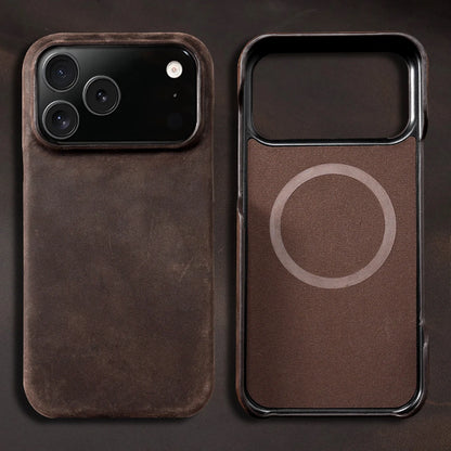 Capa de Couro Genuíno com MagSafe para iPhone — Design Retrô Premium e Proteção Magnética