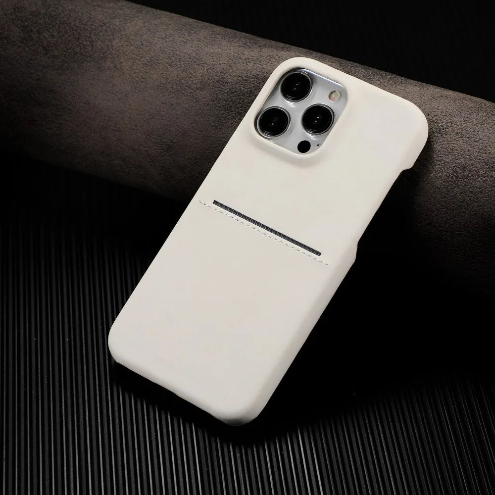 Capa Carteira de Couro Premium com Porta-Cartão para iPhone — Proteção Antichoque e Design Elegante