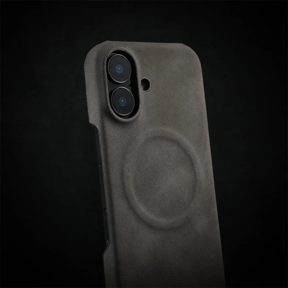 Capa de Couro Premium com MagSafe para iPhone — Toque Macio, Proteção Antichoque e Carregamento Magnético