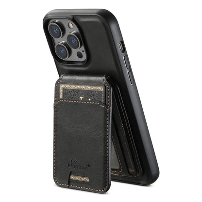 Carteira Magnética Destacável 2 em 1 com Capa de Couro para iPhone – Resistente a Impactos