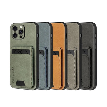 Capa Carteira de Couro Premium 2 em 1 com Porta-Cartões para iPhone — Design Ultrafino e Proteção Elegante