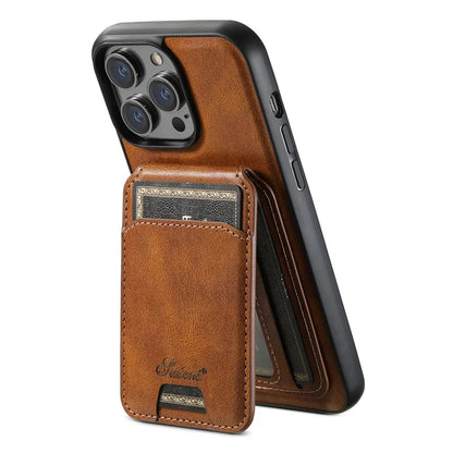 Carteira Magnética Destacável 2 em 1 com Capa de Couro para iPhone – Resistente a Impactos