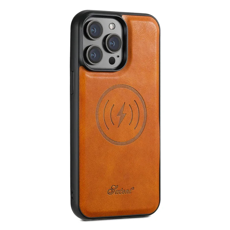 Carteira Magnética Destacável 2 em 1 com Capa de Couro para iPhone – Resistente a Impactos