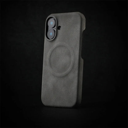 Capa de Couro Premium com MagSafe para iPhone — Toque Macio, Proteção Antichoque e Carregamento Magnético