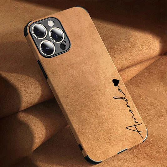 Capa Nome Personalizado de Couro Genuíno para Iphone - Resistente a Impactos