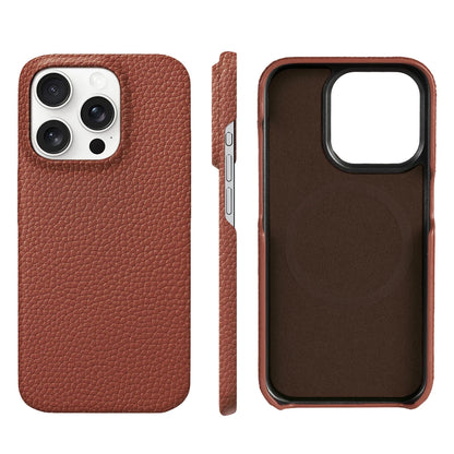 Capa de Couro Natural Textura Lichia com MagSafe para iPhone — Proteção Magnética Premium
