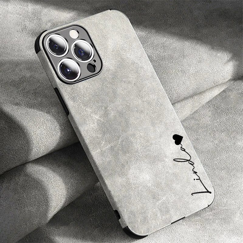 Capa Nome Personalizado de Couro Genuíno para Iphone - Resistente a Impactos
