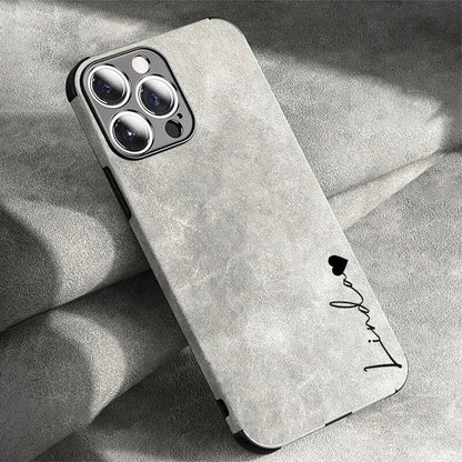 Capa Nome Personalizado de Couro Genuíno para Iphone - Resistente a Impactos