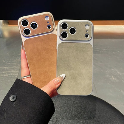 Capa de Couro Premium com Proteção de Câmera Deslizante para iPhone — Segurança e Design Elegante