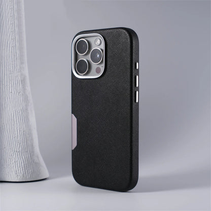 Capa de Couro Executiva com MagSafe e Proteção de Botões para iPhone — Design Business Premium
