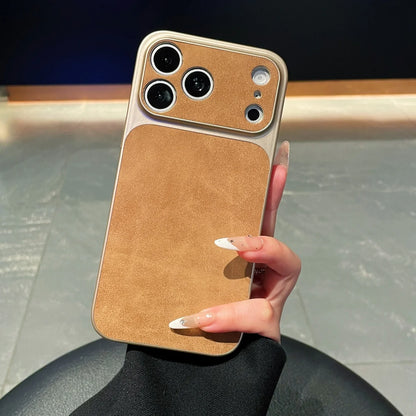 Capa de Couro Premium com Proteção de Câmera Deslizante para iPhone — Segurança e Design Elegante