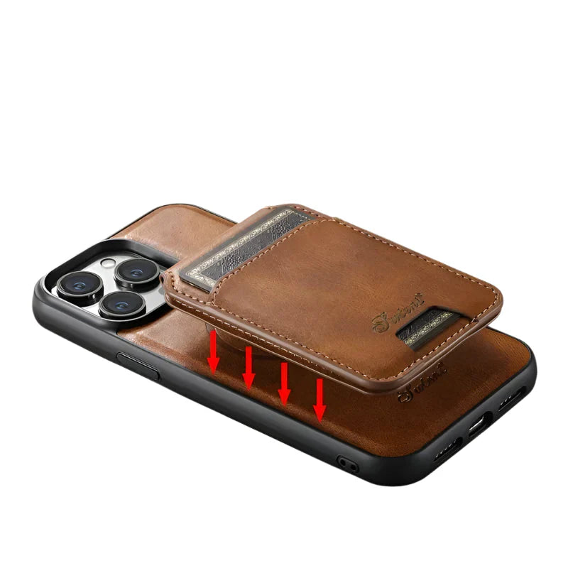 Carteira Magnética Destacável 2 em 1 com Capa de Couro para iPhone – Resistente a Impactos