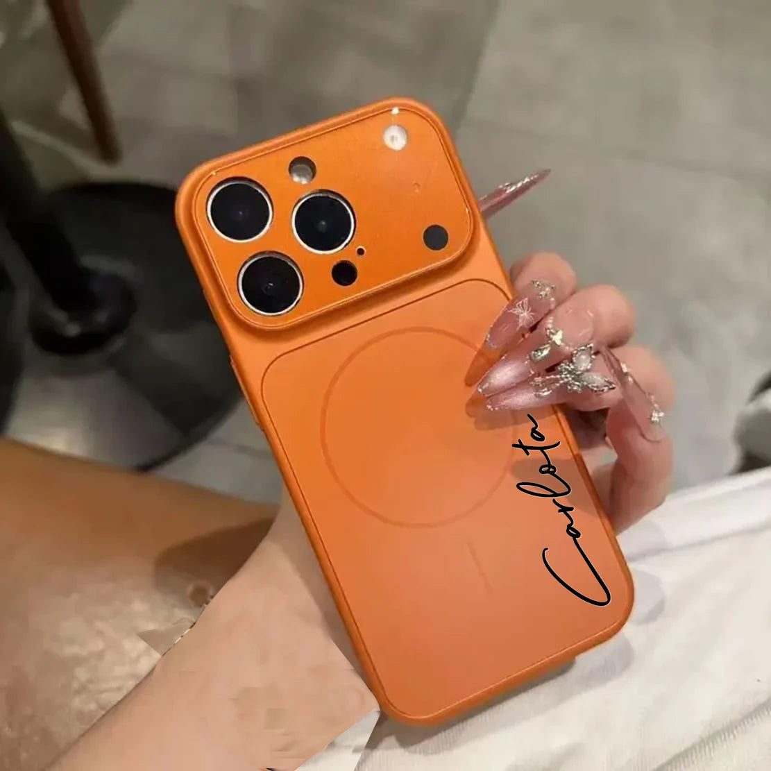 Capa Antichoque Personalizada com Nome — Proteção de Câmera em Vidro e Impressão UV