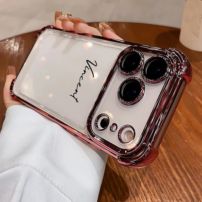 Capa Iphone Transparente Personalizada com Nome — Bordas Metalizadas e Proteção Antichoque