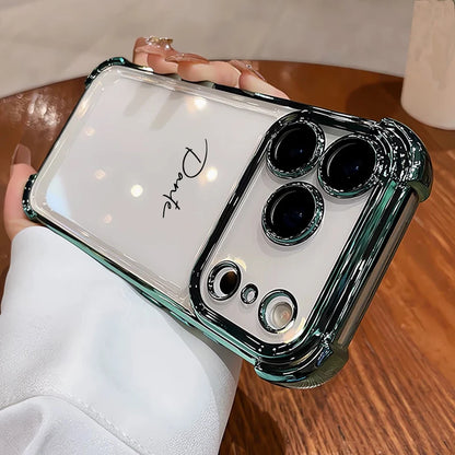 Capa Iphone Transparente Personalizada com Nome — Bordas Metalizadas e Proteção Antichoque