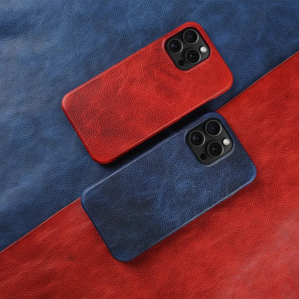 Capa para iPhone de Couro Legítimo - Proteção Traseira Antichoque Impermeável