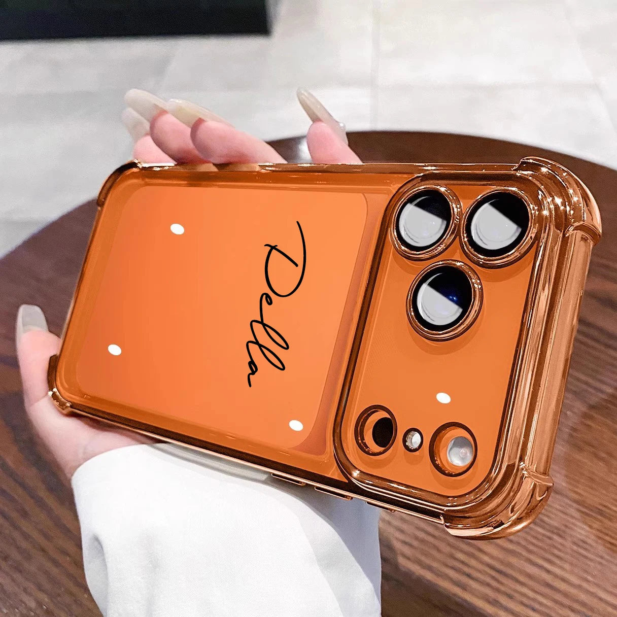 Capa Iphone Transparente Personalizada com Nome — Bordas Metalizadas e Proteção Antichoque