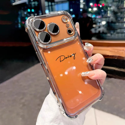 Capa Iphone Transparente Personalizada com Nome — Bordas Metalizadas e Proteção Antichoque