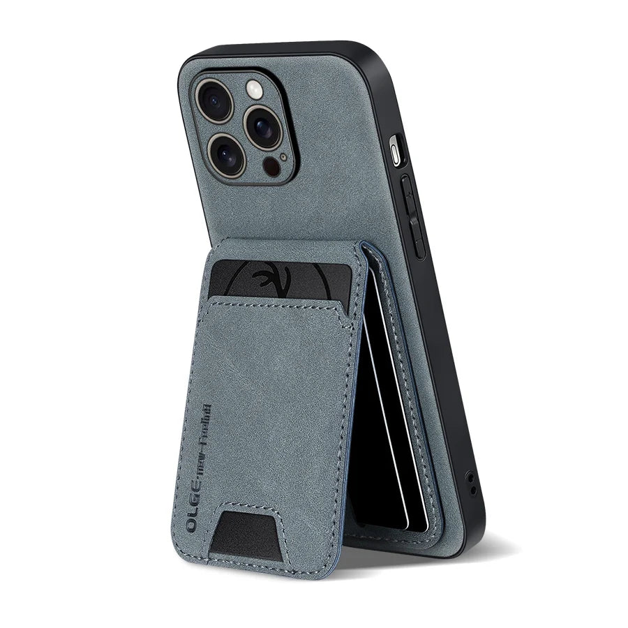 Capa Carteira de Couro Premium 2 em 1 com Porta-Cartões para iPhone — Design Ultrafino e Proteção Elegante
