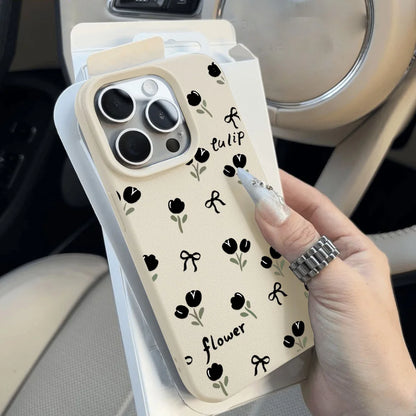 Capa de Silicone com Acabamento em Couro para iPhone — Proteção Antichoque e Design Minimalista