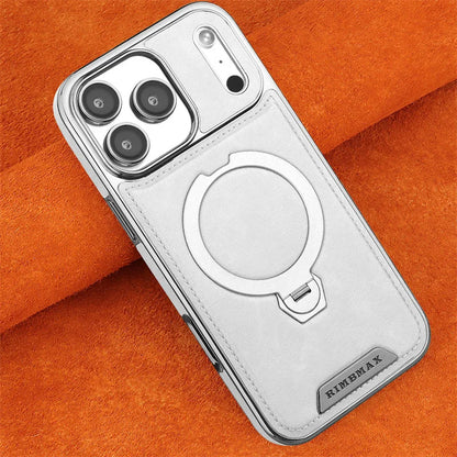Capa de Couro Premium com Suporte Magnético Giratório para iPhone — Base 360° e Proteção Antichoque
