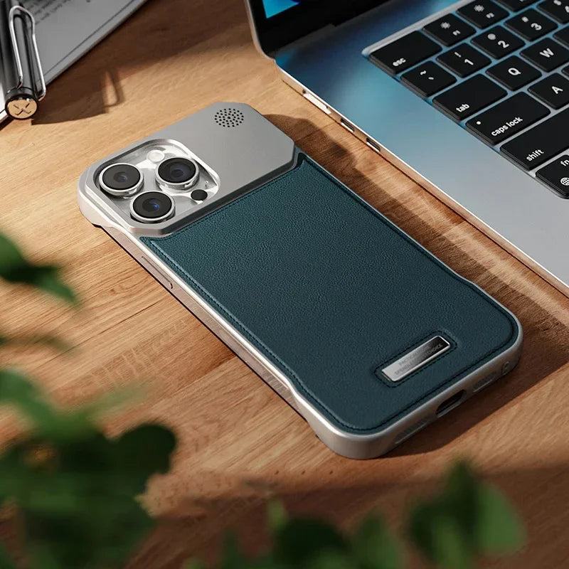 Capa Aromática de Couro Premium com MagSafe para iPhone — Design Sem Bordas e Proteção Magnética